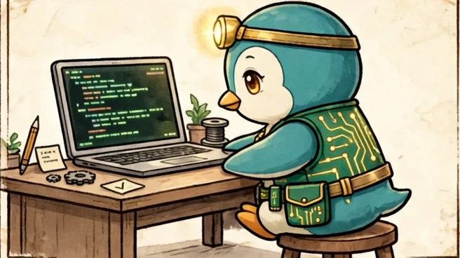 Motherboard at her code desk
